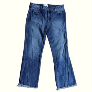 Parker Smith High Rise Modal Blend Twisted Seam Raw Hem Cropped Flare Jeans